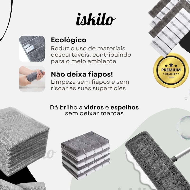 Super Pano Chão Microfibra Grande 80x50 4 Peças 5