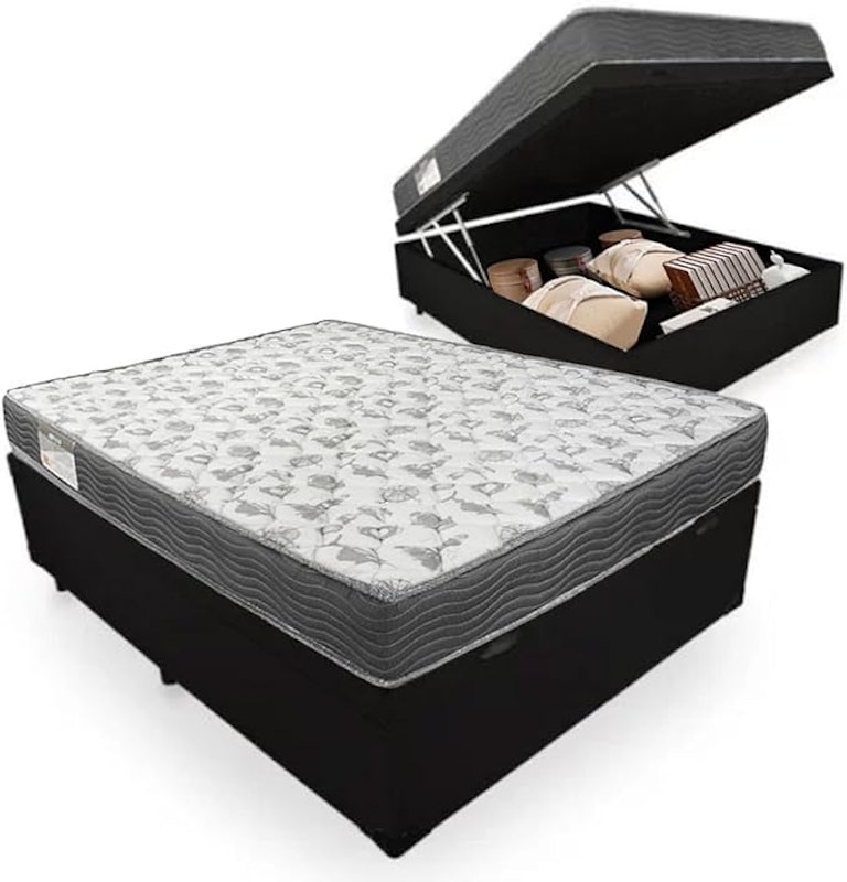 Cama Box com Baú Casal + Colchão De Espuma D33 Ortobom 1
