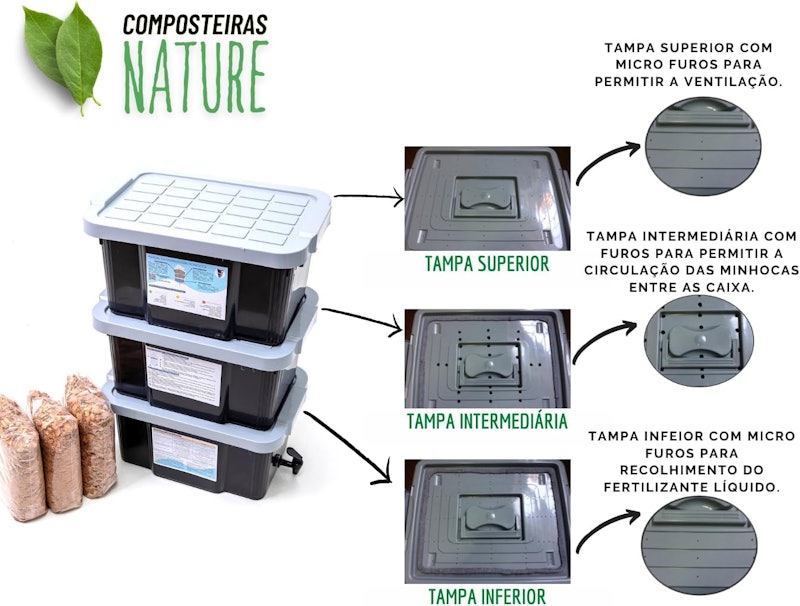 Composteira Doméstica Minhocário 45 L 4