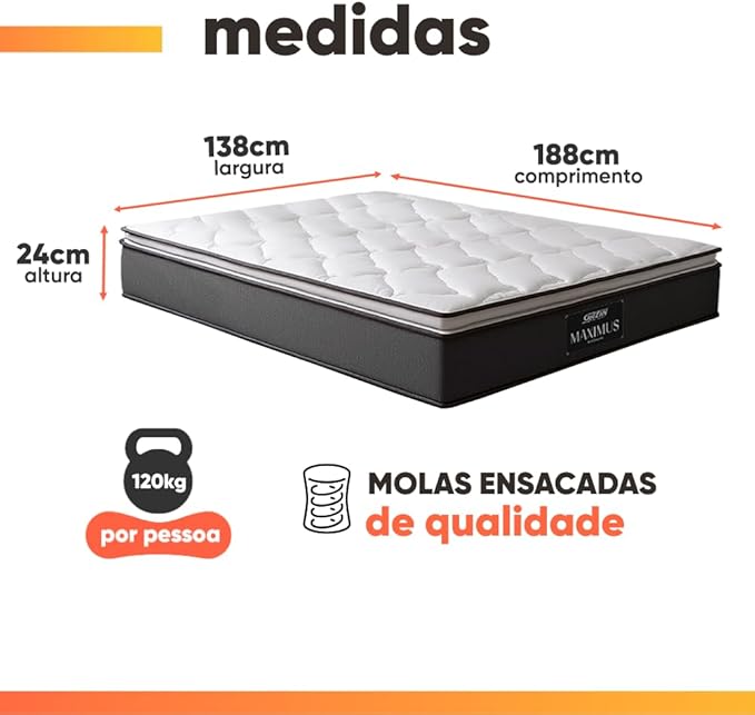 Cama Box Casal Colchão Gazin Molas Ensacadas Pillow Maximus 4