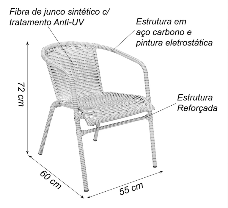 Kit com 2 Cadeiras de Junco Anjo 4