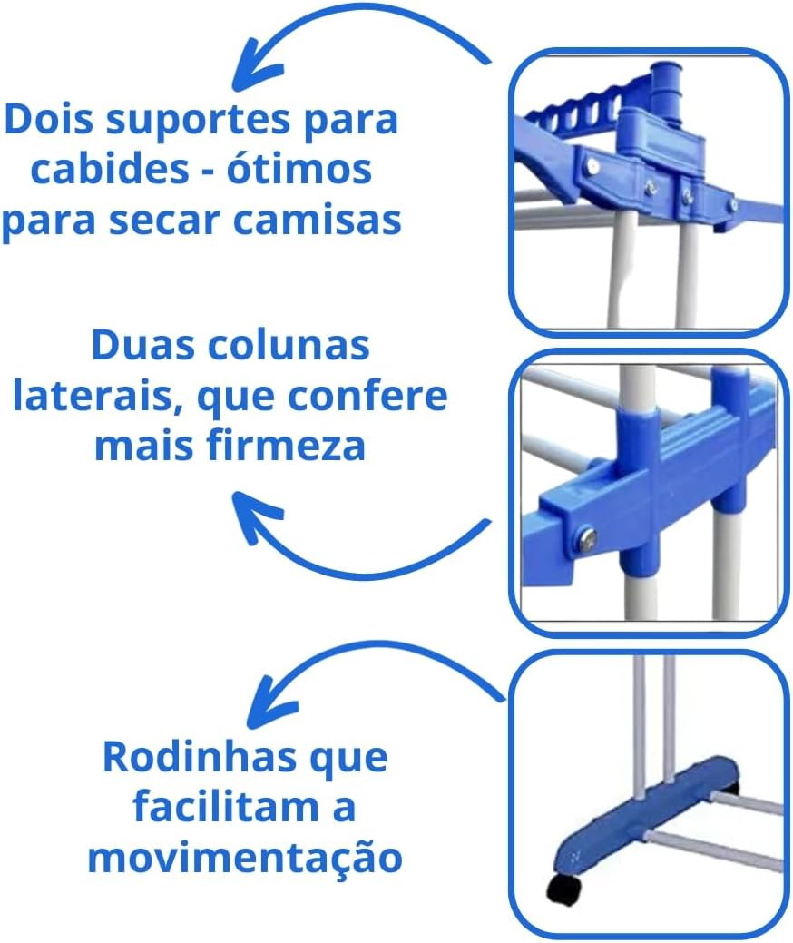 Varal de Chão Arara Cabideiro Sapateira 3