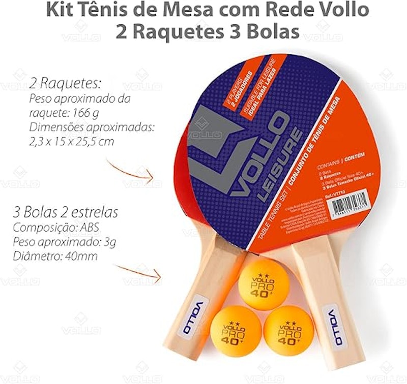 Kit Tênis de Mesa Ping Pong 2 Raquetes e 3 Bolas 5