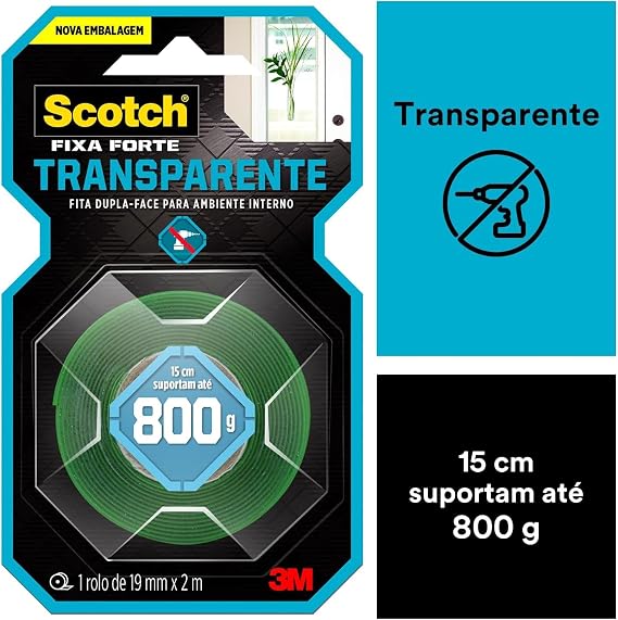 Fita Dupla Face Scotch® Fixa Forte Transparente 19 mm x 2 m 2