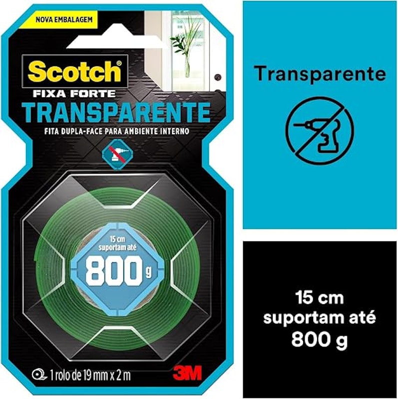 Fita Dupla Face Scotch® Fixa Forte Transparente 19 mm x 2 m 2