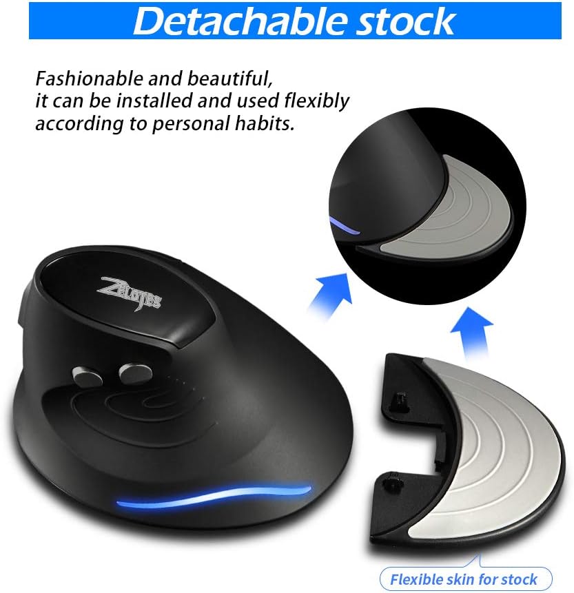 Zelotes Mouse Vertical sem Fio Design Ergonômico 2021 4