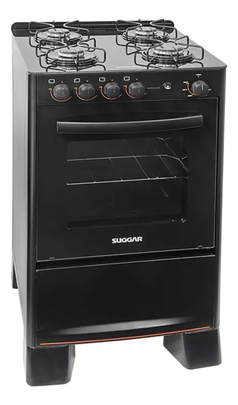 Fogão Cook Glass 4 Queimadores Preto Suggar 4