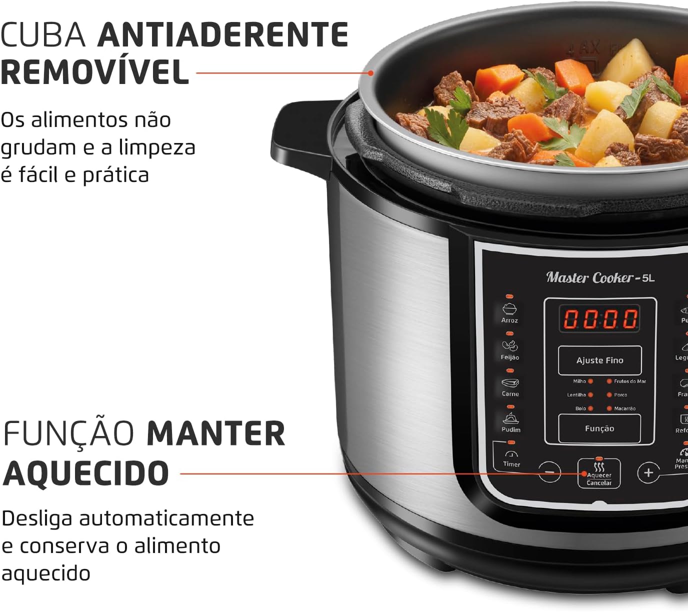 Panela de Pressão Elétrica Digital 5 L 4