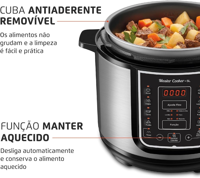 Panela de Pressão Elétrica Digital 5 L 4
