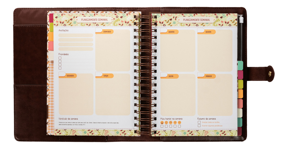 Planner de Couro sem Data Meu Plano Perfeito 3