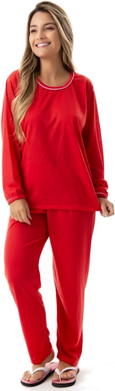 Pijama Confortavel Longo em Malha Suave Lisa 1
