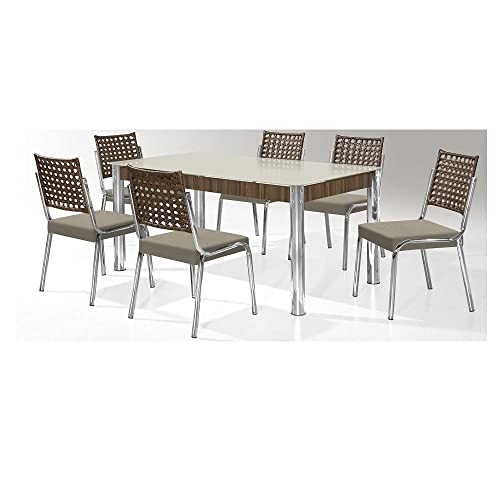 Conjunto Sala de Jantar Mesa Natani com 6 Cadeiras 1