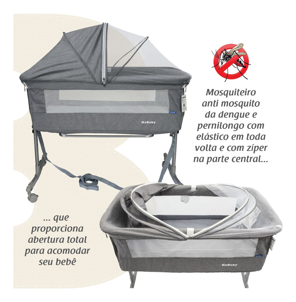 Berço Moisés Co-Bed Cinza KaBaby 4