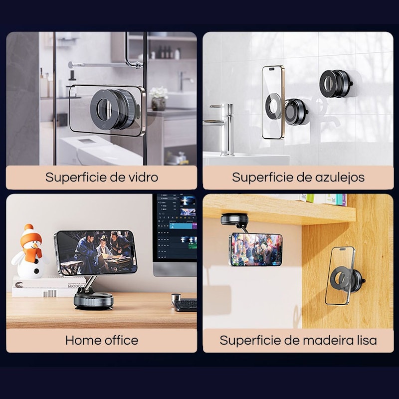 Suporte Magnético Universal com Ventosa de Sucção 360° 3