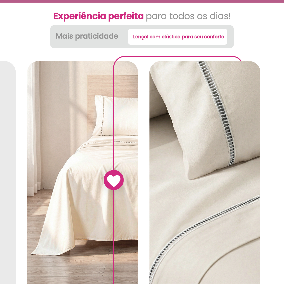 Jogo de Cama Lençol 3 Peças Ponto Palito 400 Fios 4