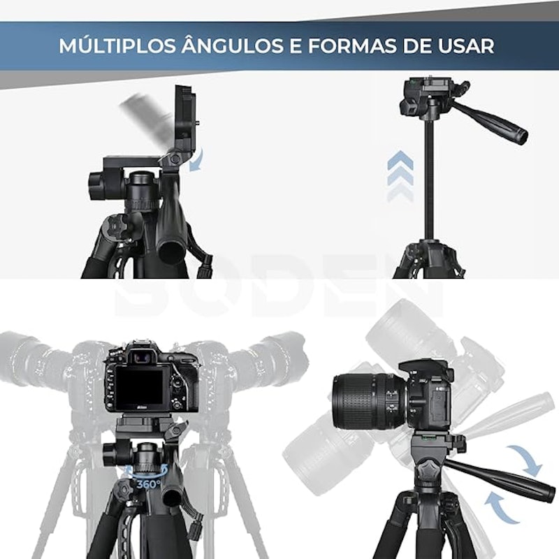 Tripé Profissional Universal para Câmera e Celular com Controle Bluetooth 3