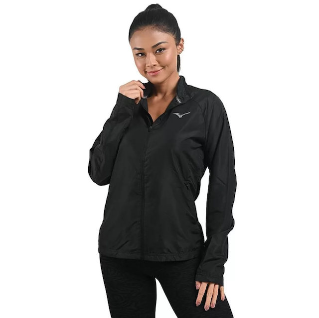 Jaqueta Corta-Vento Feminina Mizuno Preta Light Fast 1