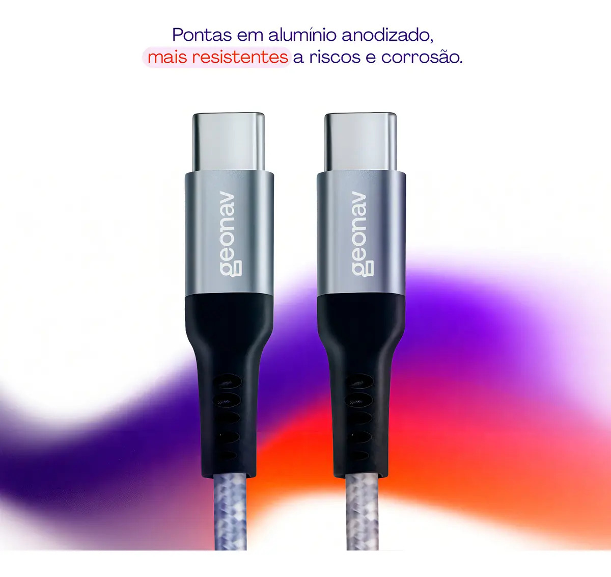 Cabo USB-C para USB-C Carga Rápida Até 100 W Geonav 5