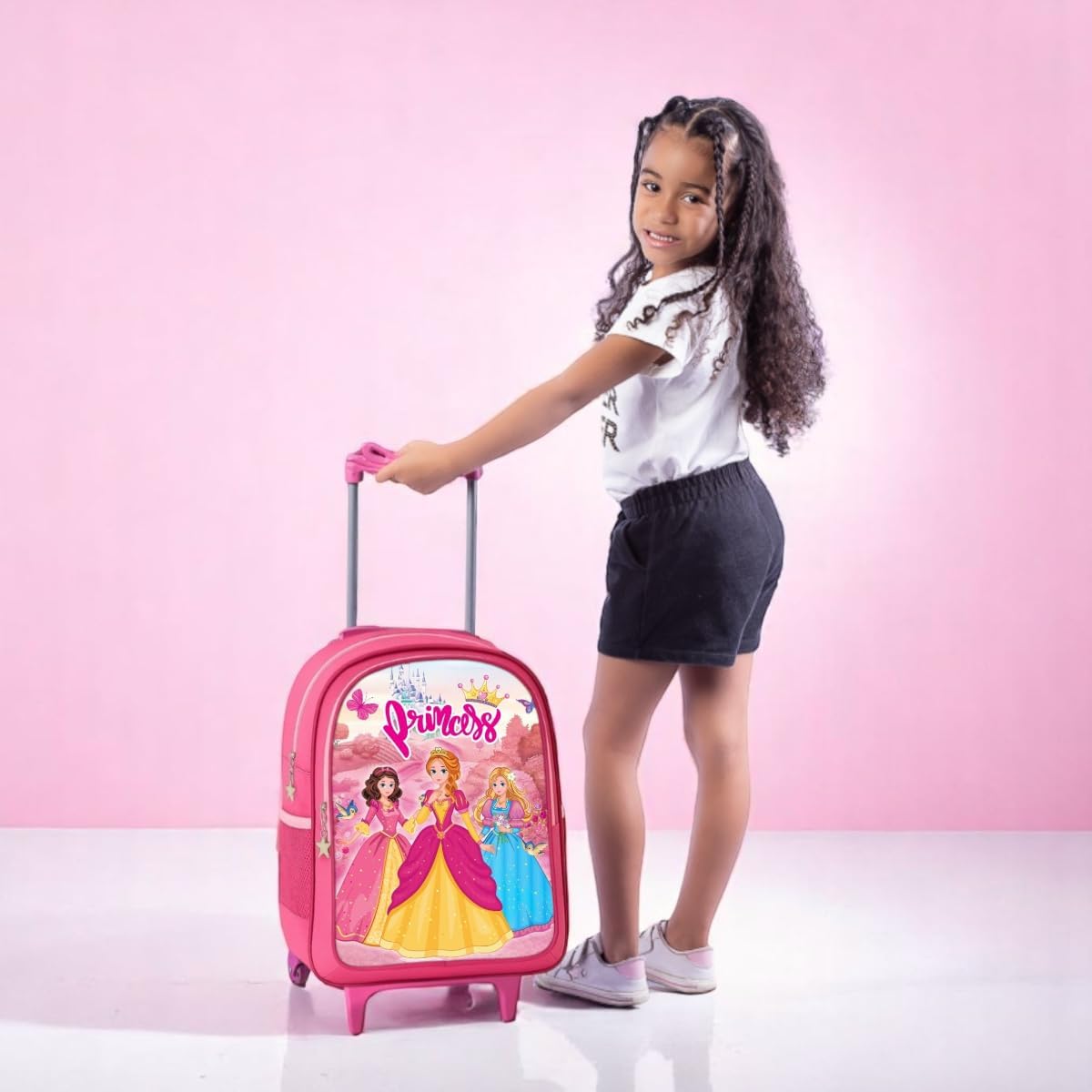 Mochila Escolar Infantil com Rodinhas Feminina Princesas 2