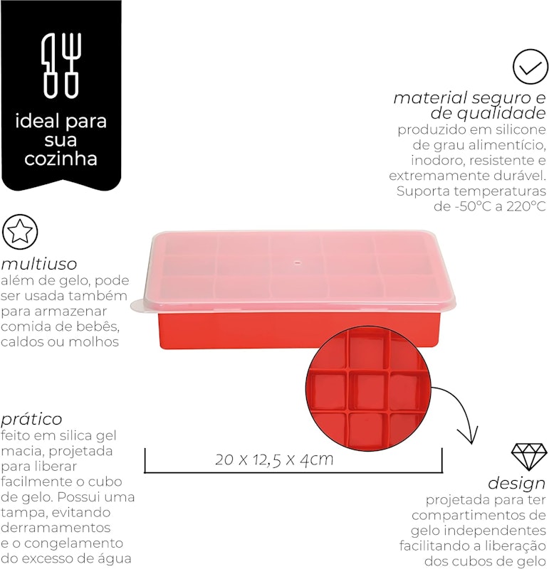 Forma de Gelo com Tampa Silicone 4
