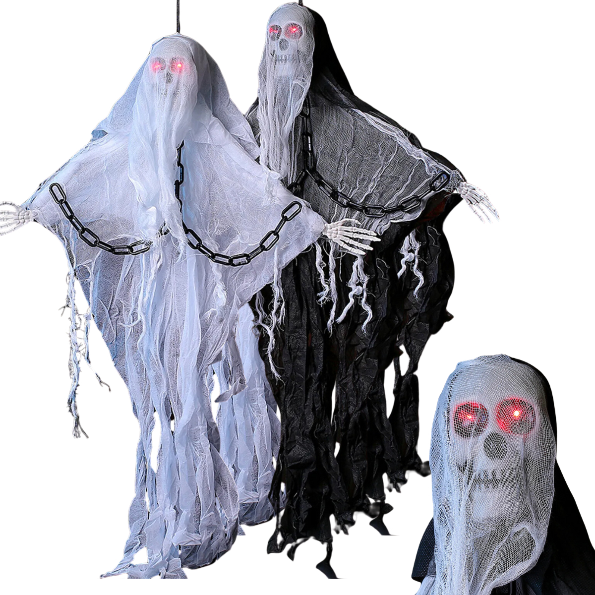 Decoração Festa Halloween Kit Fantasma Acorrentado Luz e Som 2