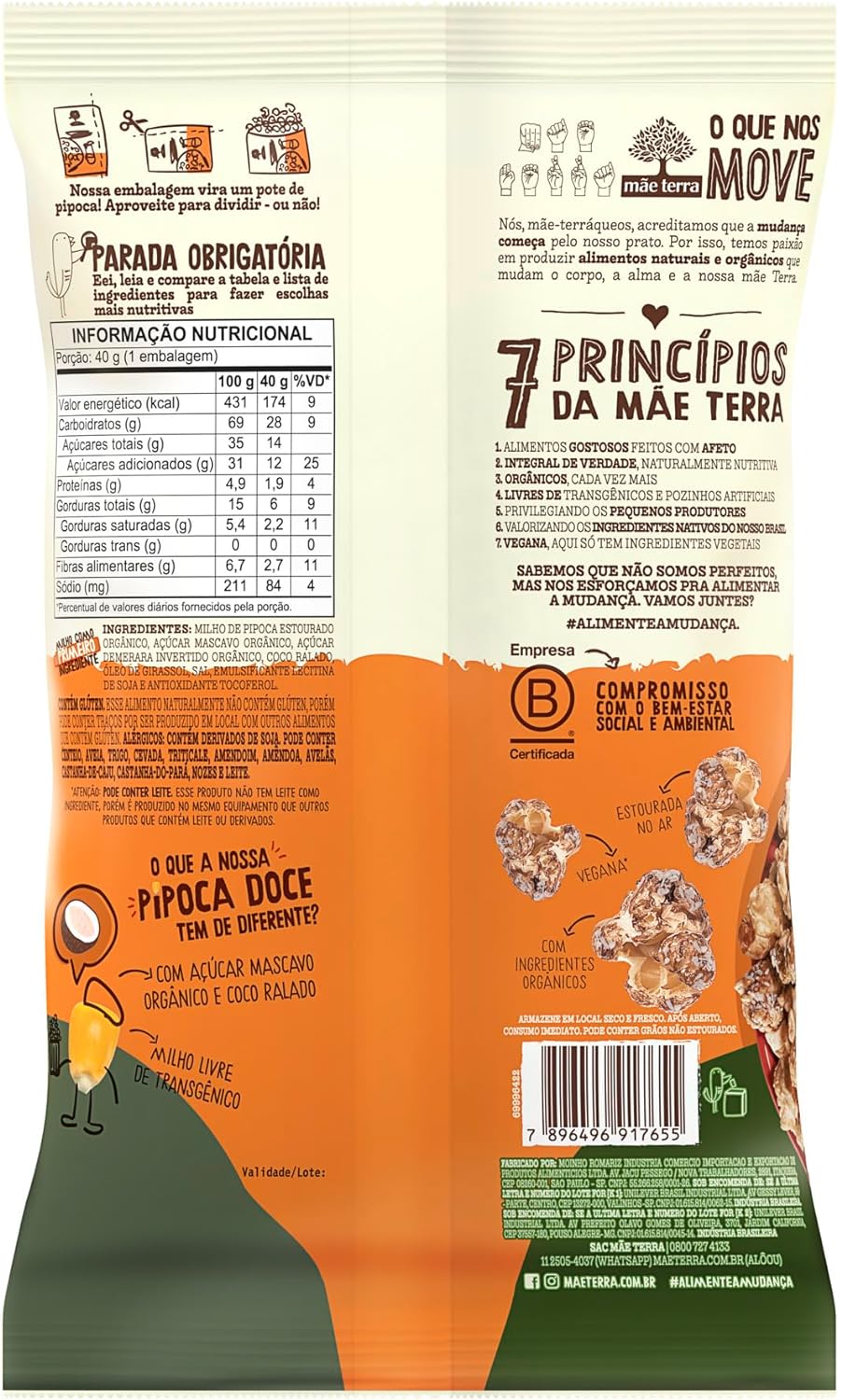 Pipoca Doce Orgânica Caramelo com Coco Mãe Terra 2