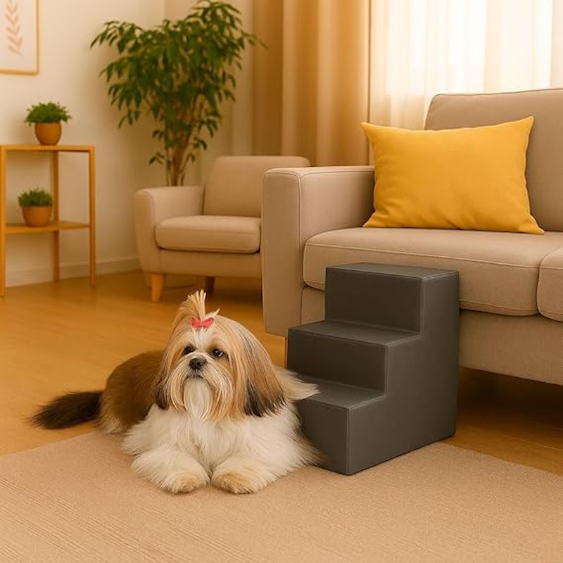 Escada Pet com 3 Degraus Segura para Animais Idosos Cinza 1