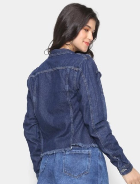 Jaqueta Jeans Barra Desfiada Feminina 2