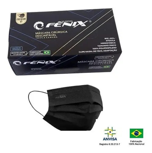 Fênix Máscara Cirúrgica Descartável Tripla Camada 3