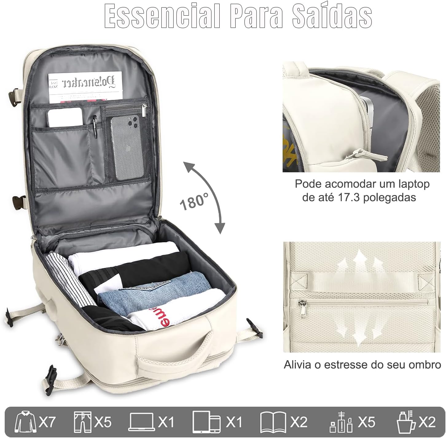 Mochila Viagem Masculina Feminina para Notebook Executiva Romantic Crown 4