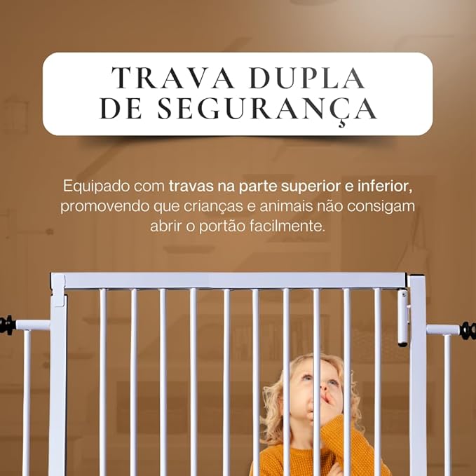 Portão Grade para Pets e Crianças Reforçado 120 até 124 cm Linha Premium Preto 4