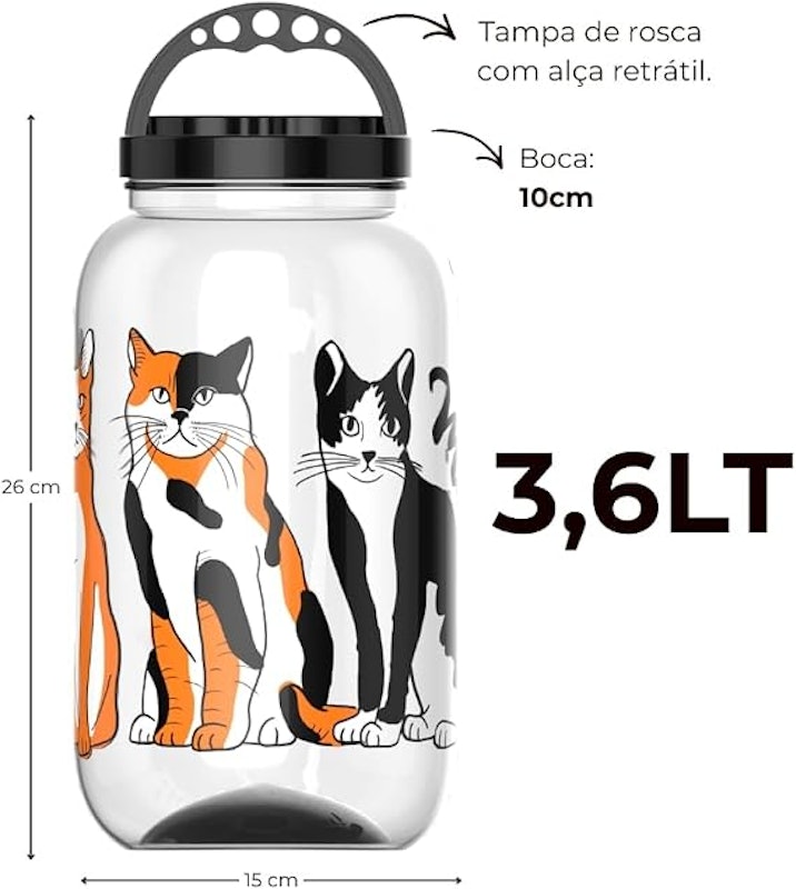 Kit 2 Porta-Ração e Petiscos 3,6 e 1,4 L 2