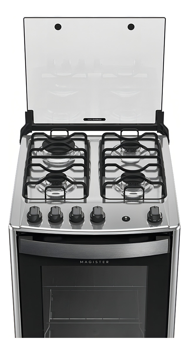 Fogão 4 Bocas Preto com Mesa Inox Dako Magister 4