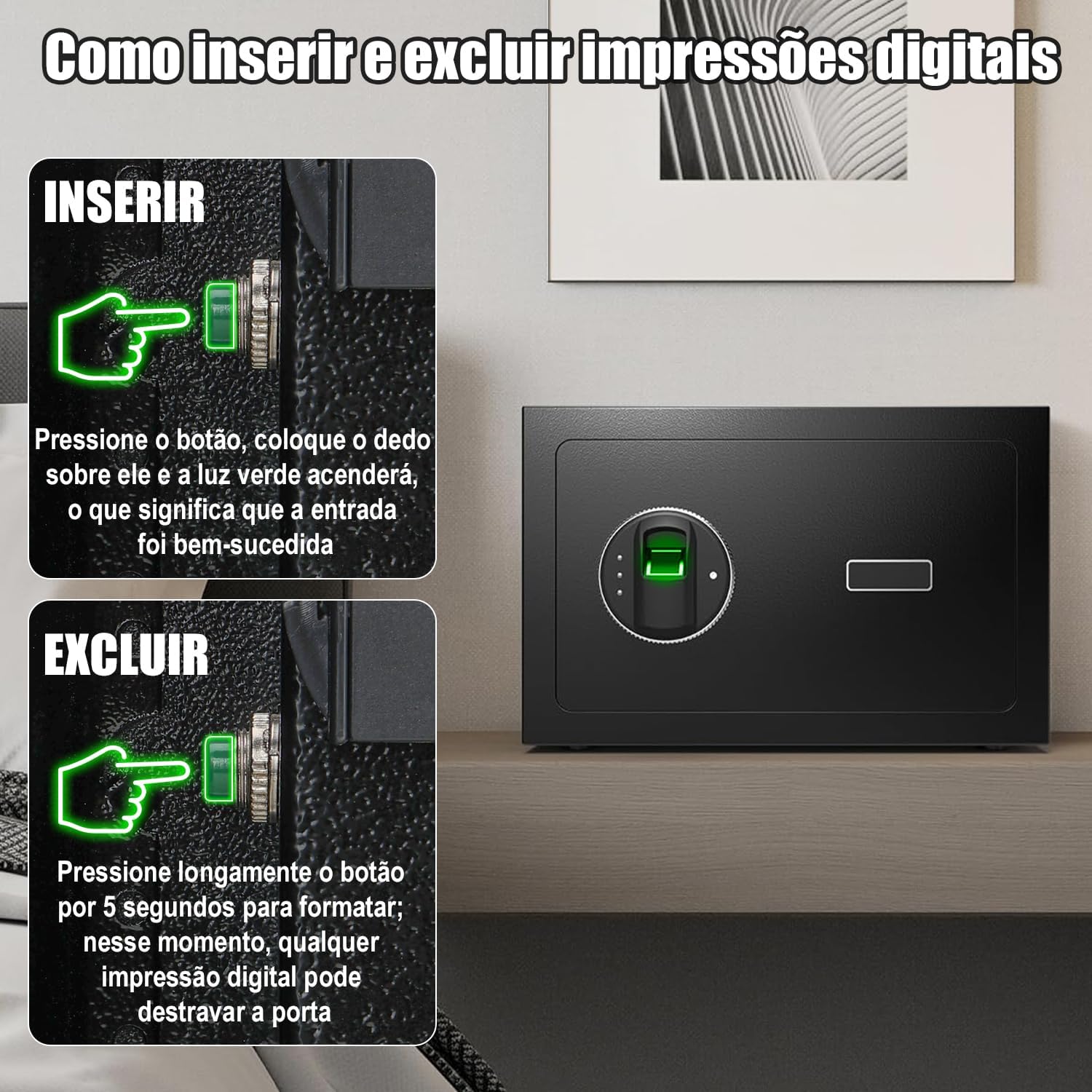 Cofre Eletrônico Biométrico 30 x 20 x 20 cm Antuvi 4