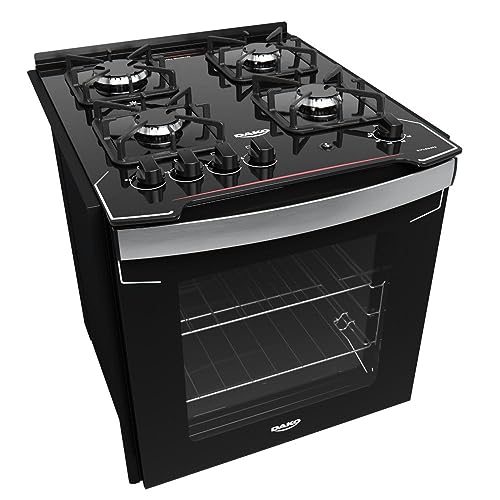 Fogão de Embutir 4 Bocas Preto com Mesa de Vidro Dako Diplomata 2