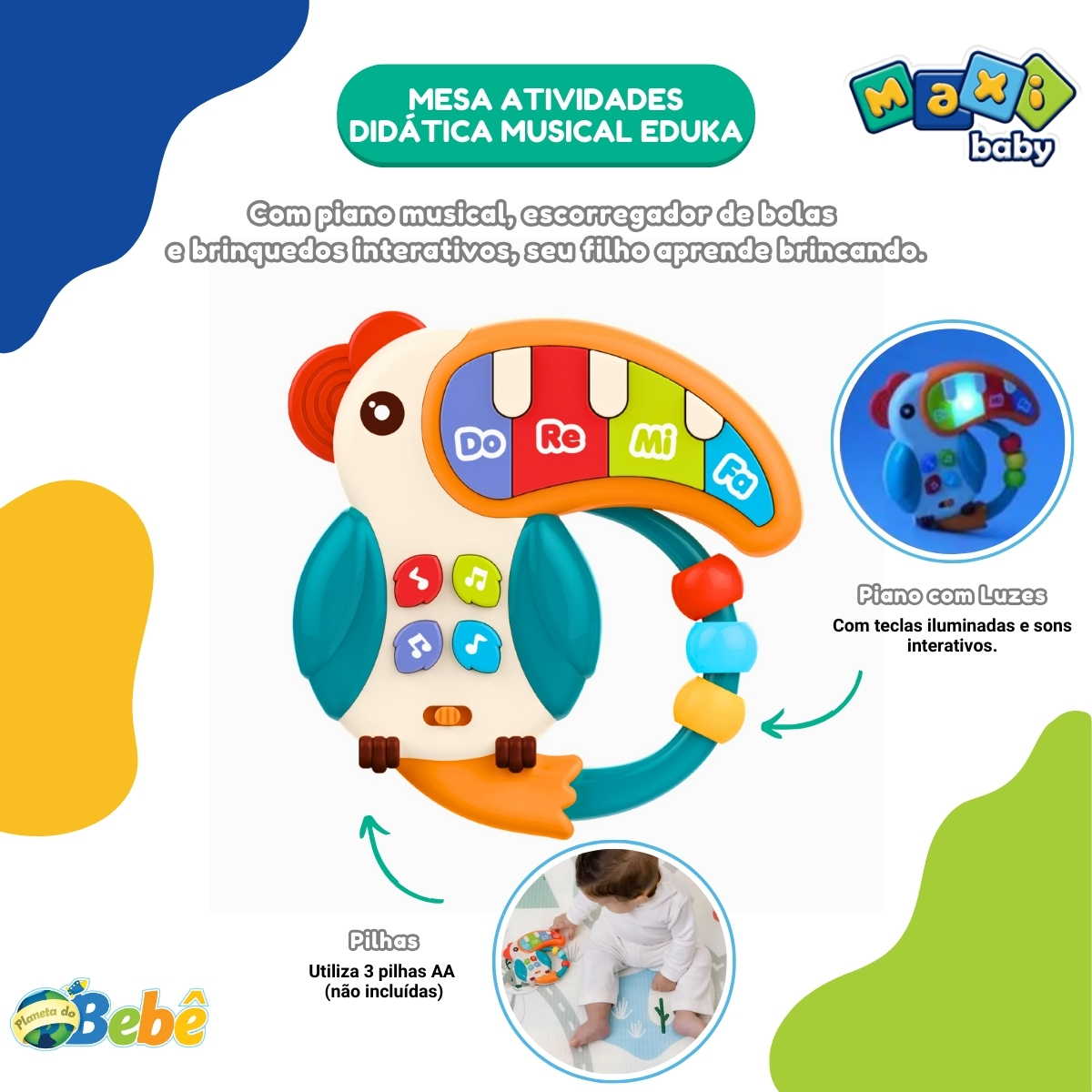 Mesa Atividades Infantil Didática Musical Eduka 5