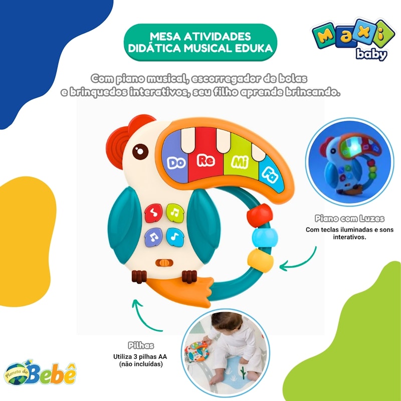 Mesa Atividades Infantil Didática Musical Eduka 5