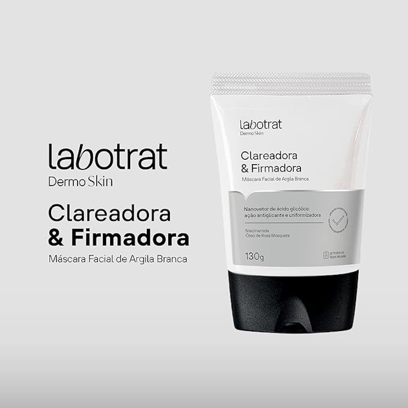 Máscara Facial Argila Branca Clareadora e Firmadora Dermo Skin 3