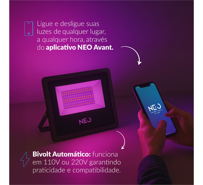 Neo Refletor LED Smart Wi-Fi 50 W RGB 4