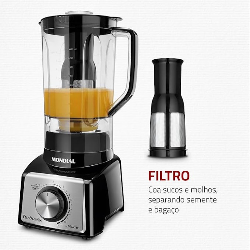 Liquidificador Turbo Mondial Black Inox 4