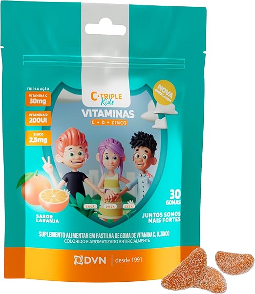 C-Triple Kids Vitamina C + Vitamina D + Zinco 30 Gomas 1