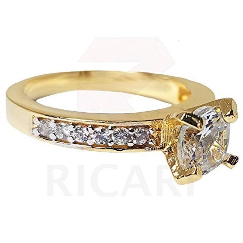Anel Solitário Noivado Feminino Banhado Ouro 18K Zircônia Luxo 2
