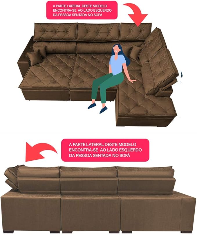 Sofa de Canto Retrátil e Reclinável com Molas Platinum 4