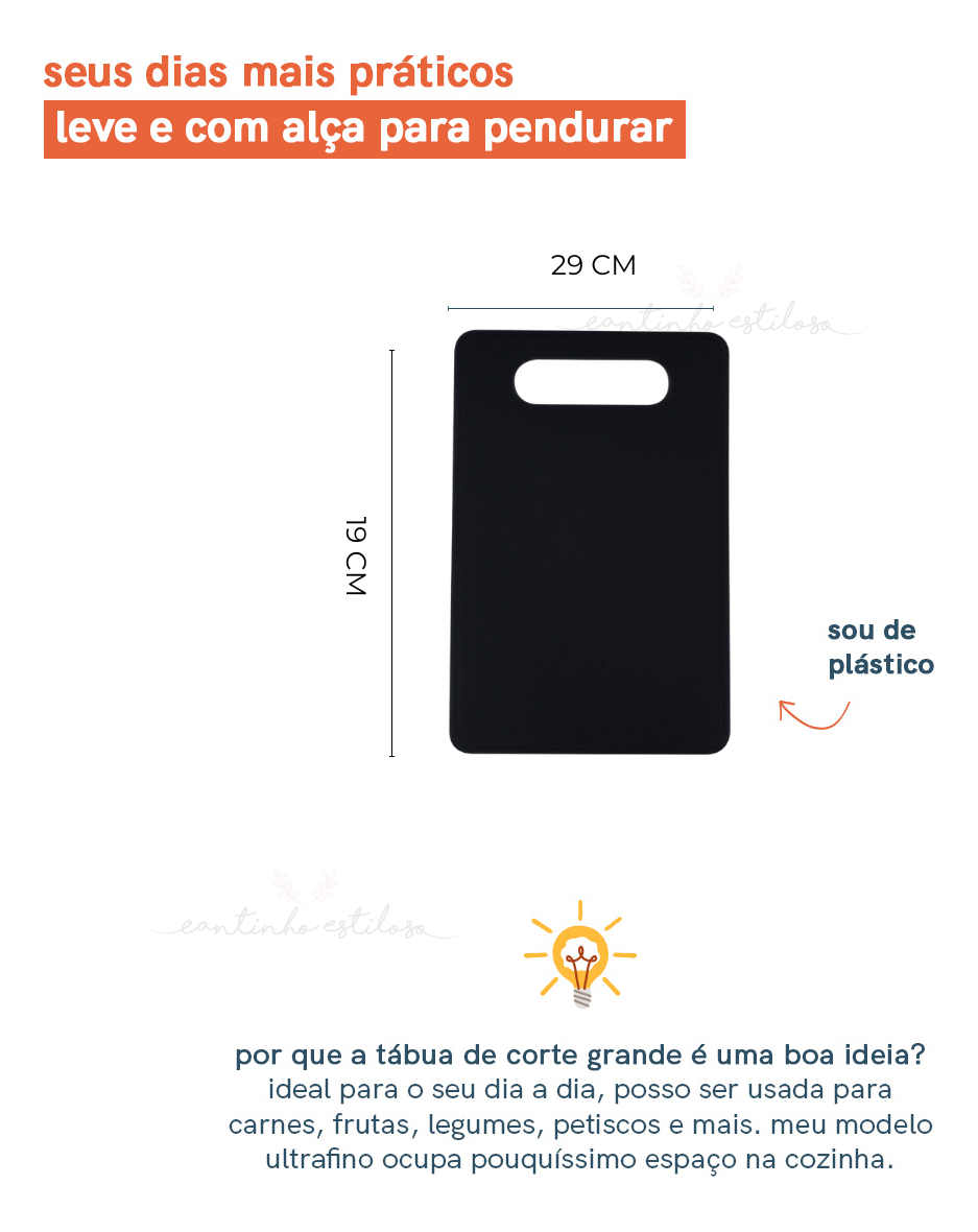 Tábua de Corte Plástico Preta Pequena 2