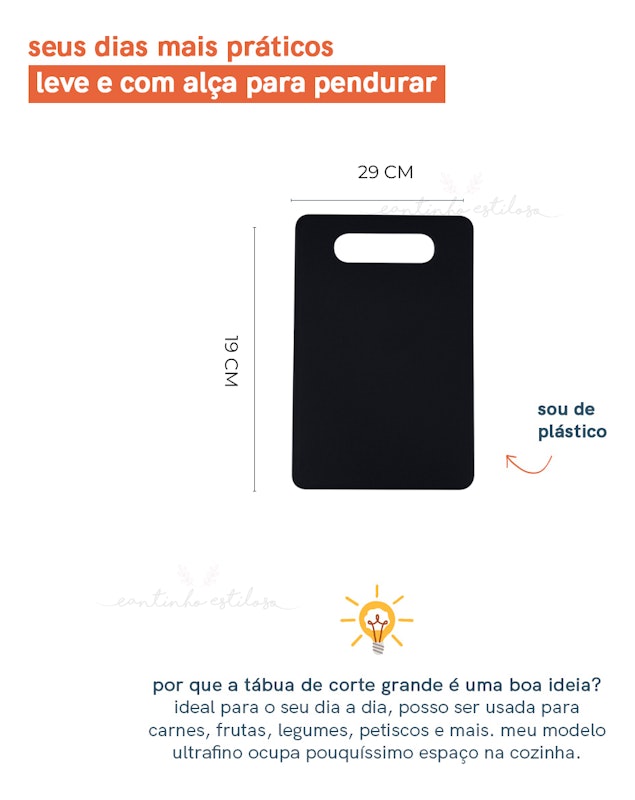 Tábua de Corte Plástico Preta Pequena 2