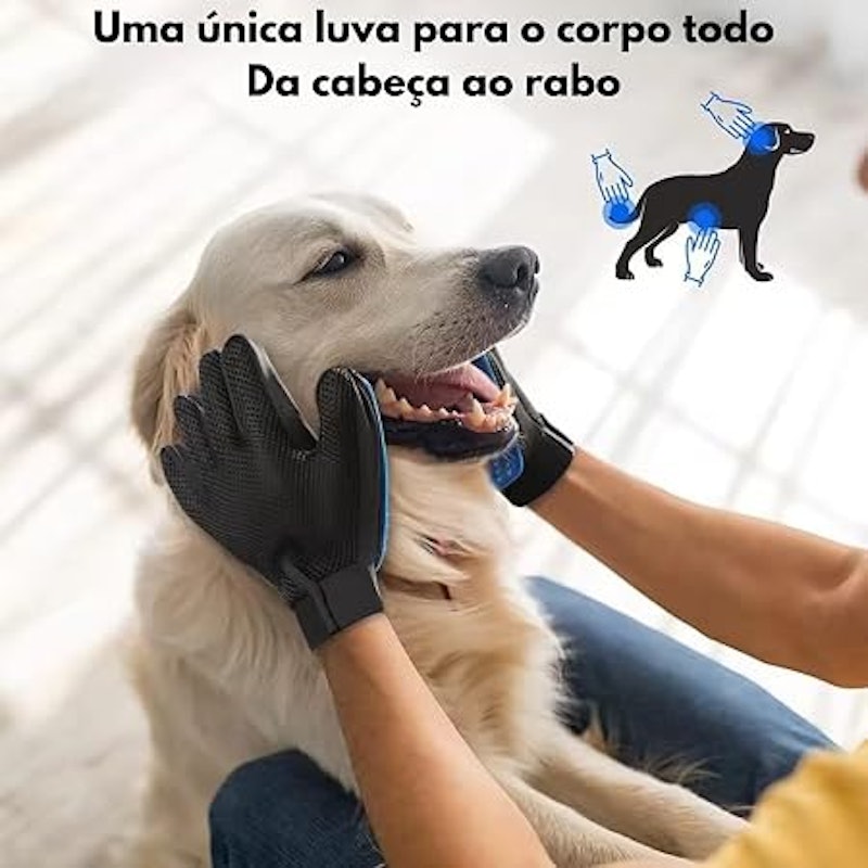 Luva Escova Pet Tira Pelos Cães e Gatos 2