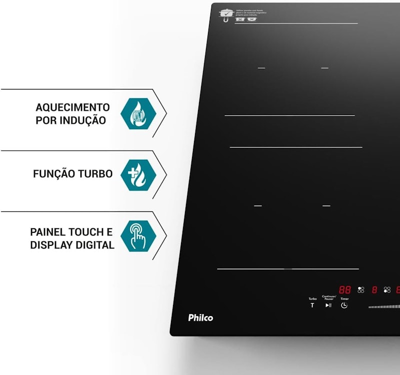 Cooktop de Indução Philco 4 Queimadores Turbo 5