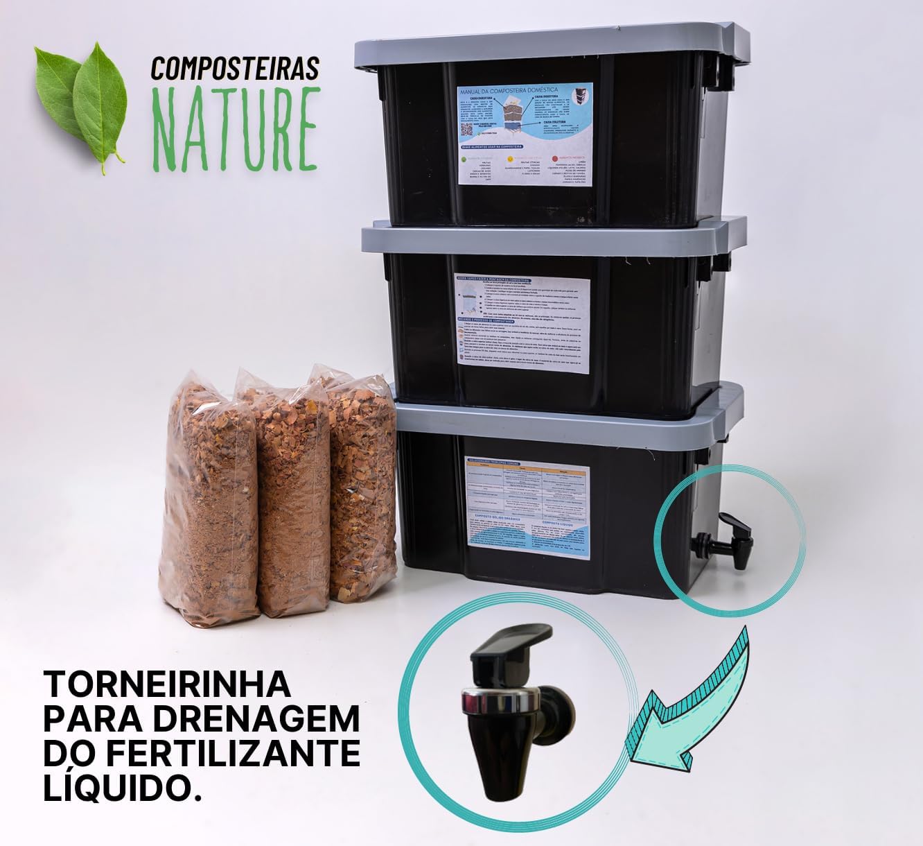 Composteira Doméstica Minhocário 45 L 3