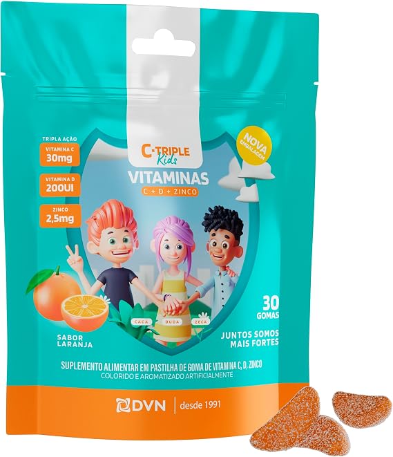 Vitamina C + Vitamina D + Zinco em Gomas C-Triple Kids 1