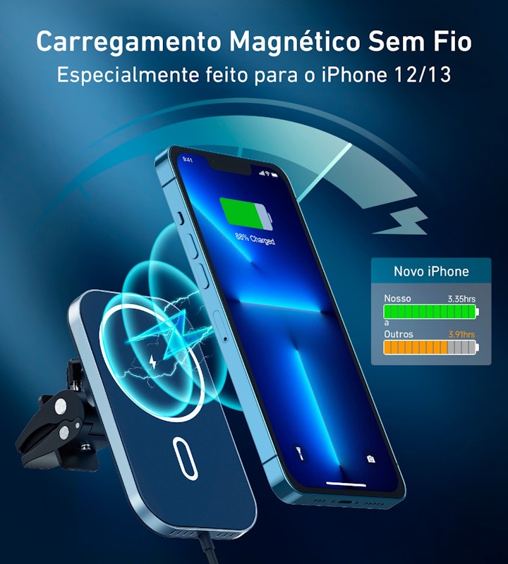 Carregador e Suporte Veicular Magnético Dapon T521-F para iPhone 2